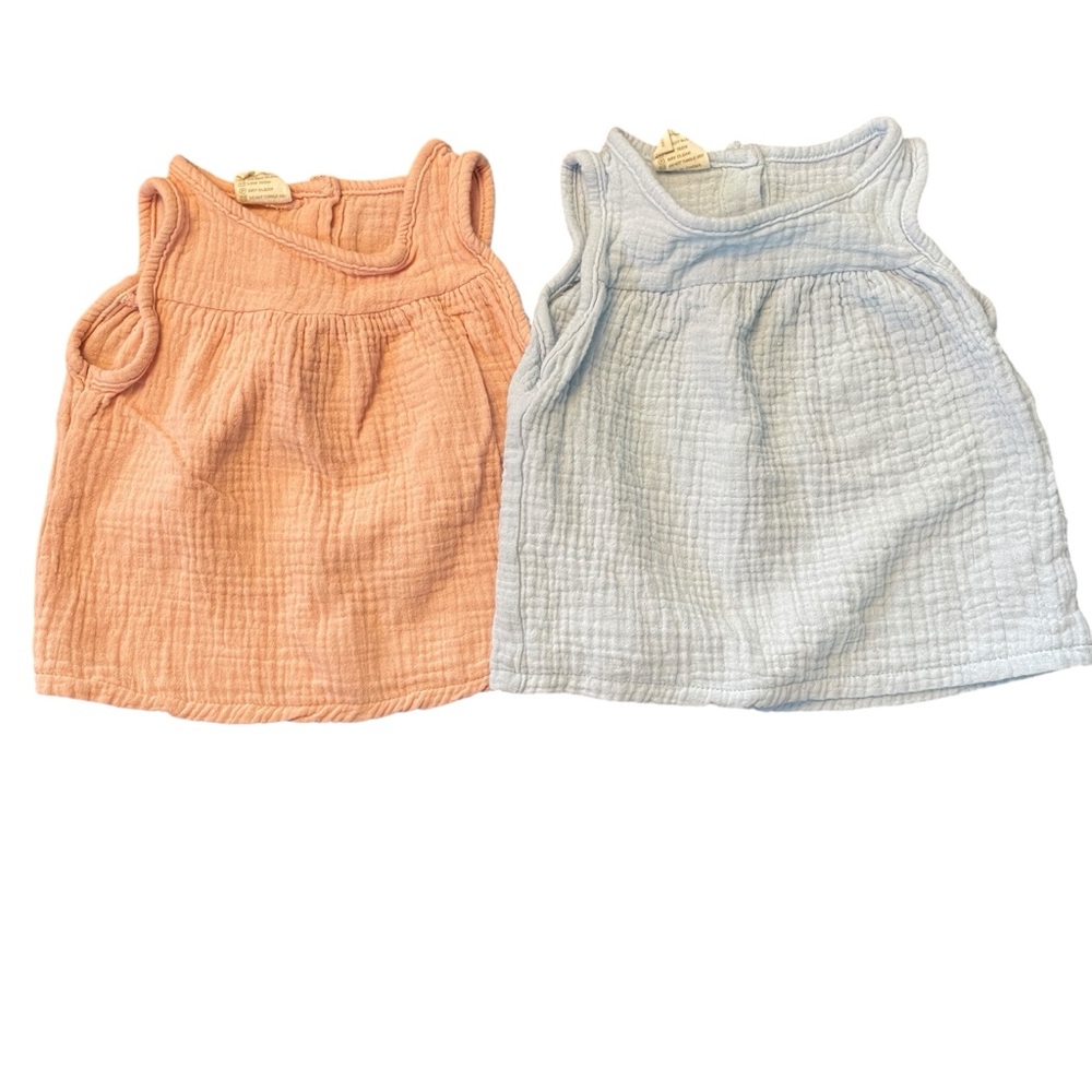Kids Tales Muslin Tank Tops - pale pink & light blue (Set of 2) size 80 (6-9 mo)